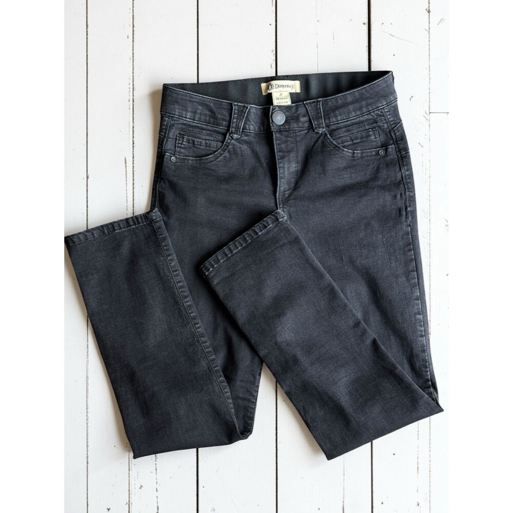 Democracy Ab Solution Black Coated Jeans Size 8 Slim Straight Stretch Mid Rise - Picture 8 of 10